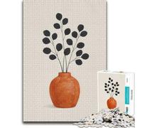 Minimalist Scandinavian Botanical Orange Vase Puzzle, 1000 pièces | Pour un moment utile, défi puzzle pour adultes les jours de pluie, pour un défi satisfaisant.