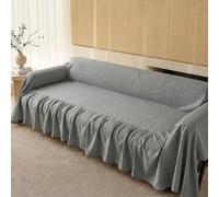 Minimalist Solid Colour Sofa Cover, Elegant Hem Chenille Sofa Slipcovers | Universal Living Room Furniture Protector, Super Soft Couch Cover, Fits Sofa Chair Couch(Dark Grey,180x280cm)