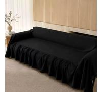 Minimalist Solid Colour Sofa Cover, Elegant Hem Chenille Sofa Slipcovers | Universal Living Room Furniture Protector, Super Soft Couch Cover, Fits Sofa Chair Couch(Black,180x150cm)