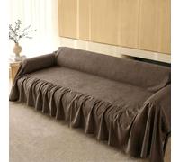 Minimalist Solid Colour Sofa Cover, Elegant Hem Chenille Sofa Slipcovers | Universal Living Room Furniture Protector, Super Soft Couch Cover, Fits Sofa Chair Couch(Dark Coffee,180x230cm)