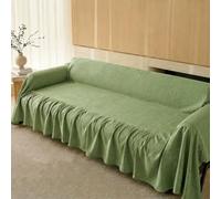 Minimalist Solid Colour Sofa Cover, Elegant Hem Chenille Sofa Slipcovers | Universal Living Room Furniture Protector, Super Soft Couch Cover, Fits Sofa Chair Couch(Green,180x480cm)