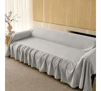 Minimalist Solid Colour Sofa Cover, Elegant Hem Chenille Sofa Slipcovers | Universal Living Room Furniture Protector, Super Soft Couch Cover, Fits Sofa Chair Couch(Light Grey,180x150cm)