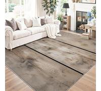 Minimalist Tapis de Salon Lavable 140 x 200 cm, Faible Poil Antidérapant Adapté à l'aspirateur avec Motif Planche en Bois À La Texture Usée Tapis Chambre pour Commercial de Bureau, Gris