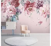 Minimaliste Belle Tridimensionnelle Rose Pivoine Papier Peint 3D Installation Facile Intissé Tapisserie Bureau Salon Canapé Chambre Décoration Murale-150cm×105cm