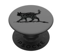 Minimaliste Cat Art Scribble Abstract Line Sketch Drawing PopSockets PopGrip Adhésif