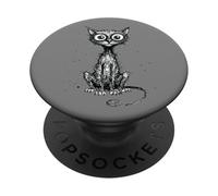 Minimaliste Cat Art Scribble Abstract Line Sketch Drawing PopSockets PopGrip Adhésif