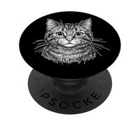 Minimaliste Cat Art Scribble Abstract Line Sketch Drawing PopSockets PopGrip Adhésif