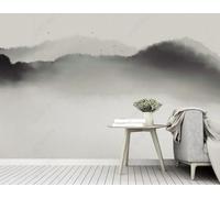 Minimaliste Chaîne De Montagnes Dessinée À La Main Oiseau En Vol Créatif Papier Peint 3D Installation Facile Intissé Tapisserie Bureau Salon Canapé Chambre Décoration Murale-400cm×280cm