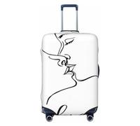 Minimaliste Deux Figures Embrassant Ligne Art Housse de Bagages de Voyage Élastique Anti-Poussière Résistant aux Rayures Protection Valise Convient pour 55,9 à 61 cm