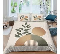 Minimaliste Feuille Ensemble De Literie Microfibre 3 pièces Imprimé en 3D Respirante Moderne Scandinavian Art Linge de Lit avec 2 x Taies d'oreiller Confortable for Chambre Adulte Single（135x200cm）