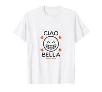 Minimaliste Grin Ciao Bella Italian ESTD 2025 Motif cœurs T-Shirt