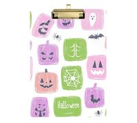 Minimaliste Halloween Dessin animé Illustration Panneau à pinces en acrylique Lettre standard A4 Taille A4 Mignon pour enseignant Portfolio Porte-bloc Or 30,5 x 22,9 cm Tablas para escribir