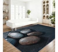 Minimaliste Moderne Tapis de Salon Lavable en Machine Antiderapant | Imprimé Galets Rochers, Tapis Doux et Léger pour Salle à Manger Chambre Couloir Bureau 160 x 230 cm