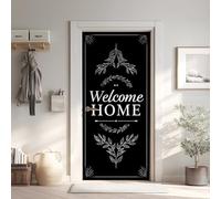 Minimaliste Noir Effet 3D Sticker Porte, Art Moderne Papier Autocollant Porte Mural Décoration, Feuilles de Plantes Stickers Muraux Amovible PVC 95x215 cm 5Yl295