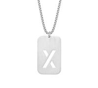 Minimaliste Nom de famille Nom Lettre anglaise Creux Marque militaire Collier Pendentif pour homme Style de couple minimaliste