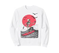 Minimaliste Surf Squelette Surfer Équitation Vague Coucher de Soleil Été Sweatshirt