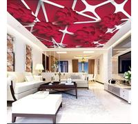 Minimaliste Tridimensionnel Géométrique Rouge Floral Papier Peint 3D Installation Facile Intissé Tapisserie Bureau Salon Canapé Chambre Décoration Murale-400cm×280cm