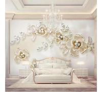Minimaliste Tridimensionnel Plantes Fleurs Diamants Papier Peint 3D Installation Facile Intissé Tapisserie Bureau Salon Canapé Chambre Décoration Murale-250cm×170cm