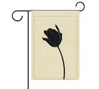 Minimaliste Une tulipe abstraite dans un drapeau de jardin noir saisonnier vacances toile de jute double face maison cour drapeaux extérieurs 30,5 x 45,7 cm