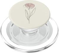 Minimalistic Boho Tulip Flower Line Art Pastel Beige PopSockets PopGrip pour MagSafe