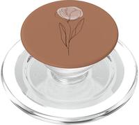 Minimalistic Boho Tulip Flower Line Art Pastel Brown PopSockets PopGrip pour MagSafe