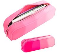 minimaliving Trousse à crayons colorée en silicone étanche, esthétique, légère et portable, pour garçons, élégante petite fournitures de bureau pour adultes, femmes et hommes, rouge, école