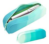 minimaliving Trousse à crayons colorée en silicone étanche, esthétique, légère et portable, pour garçons, élégante petite fournitures de bureau pour adultes, femmes et hommes, vert, école