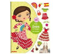 Minimiki - Stickers - Habille Inès en Espagne nouvelle édition 300 stickers - Julie Camel - Play Bac Eds - broché - Document jeunesse