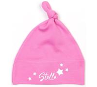 minimutz Bonnet bébé avec étoiles, personnalisé avec nom, cadeau de baptême, naissance, bonnet nouveau-né, Rose, taille unique
