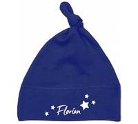 minimutz Bonnet bébé avec étoiles, personnalisé avec nom, cadeau de baptême, naissance, bonnet nouveau-né, bleu foncé, taille unique