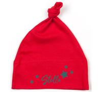 minimutz Bonnet bébé avec étoiles, personnalisé avec nom, cadeau de baptême, naissance, bonnet nouveau-né, rouge, taille unique