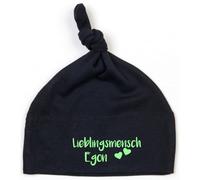 minimutz Bonnet pour bébé avec cœur - Personnalisable - Cadeau de baptême ou de naissance - Avec inscription en allemand, Noir , taille unique
