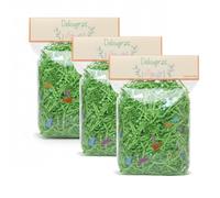 minimutz Lot de 3 paquets d'herbe de Pâques verte avec confettis de lapin, papier d'herbe décorative pour nid de Pâques et panier de Pâques, matériau de remplissage original pour cadeaux de Pâques