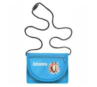minimutz Porte-monnaie pour enfant - Personnalisable - Avec nom - Motif : fleurs - Cheval - Pour fille, bleu clair, Taille unique, Décontracté