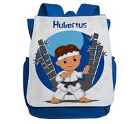 minimutz Sac à dos de maternelle pour garçon et fille, personnalisé avec nom, sac à dos pour enfants, arts martiaux, karaté, petit sac à dos de loisirs, crèche, maternelle, 2 à 5 ans, Garçon bleu roi