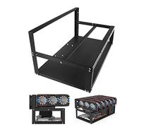 Mining Rig Frame Case 6 Gpu, Mining Rig Frame avec Bandes Antistatiques, Open Air Case pour ATX/Btx/Flex/Itx/Microatx, Support 4 X 12 cm Ventilateur (Cadre Seulement) (6GPU)