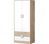 Minio, armoire 80 cm, 2 portes, "Nimes", chêne clair / blanc couleur