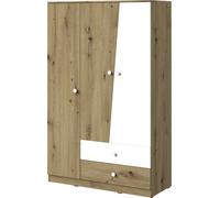 Minio, Armoire à portes battantes, Armoire "Nantes" 120 cm, Chêne Artisan/Blanc Couleur