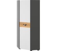 Minio, Armoire d'angle "CARINA 7", Chêne Nash / Graphite clair / Couleur blanche