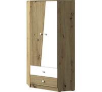Minio, armoire d'angle "Nantes" 87 cm, Artisan chêne/blanc mat couleur