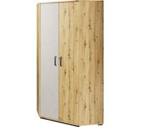 MINIO Armoire QUBIC 1 Armoire d'angle Chêne Artisan / Raw Steel / Silk Flou