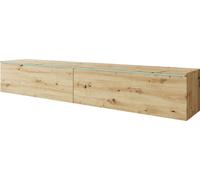 Minio, armoire TV, buffet TV "DONNA" avec éclairage LED, 180cm, debout, suspendu, couleur chêne Aristan