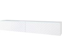 Minio, armoire TV, TV-Lowboard "Donna" TV 180 cm debout, suspendue, façade MDF avec motif Herringbone, LED, blanc couleur