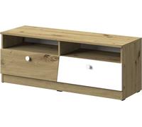 Minio, armoire TV, TV-Lowboard "Nantes" 120 cm, Chêne Artisan/Blanc Mat Couleur