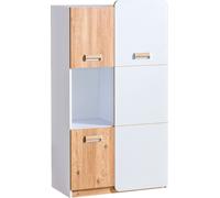 Minio, Bibliothèque "LORETO 5", Étagère, Couleur chêne blanc / nash