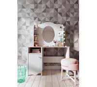 Minio, bureau "MIA", table de maquillage, table, 110 cm, blanc / rose couleur