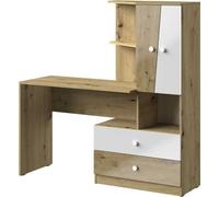 Minio, bureau "Nantes" 150 cm, façades brillantes, chêne Artisan/blanc