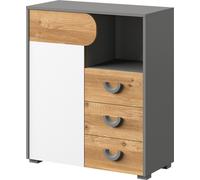 Minio, Commode "CARINA 6", Chêne Nash / Couleur blanche / Graphite clair