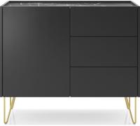 Minio, commode "Haga" 97 cm, noir graphite / marbre noir couleur