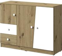 Minio, Commode, Sideboard "Nantes" 120 cm, Chêne Artisan/Blanc Mat Couleur